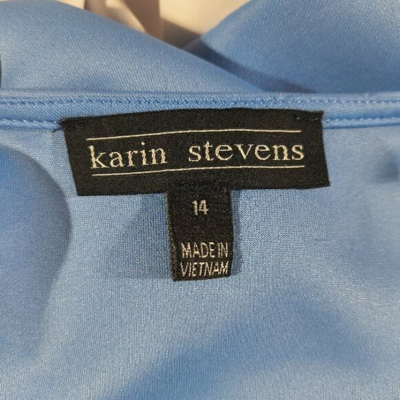 Karin Stevens Light Blue and White Flare Dress Women's Size Medium - Picture 7 of 7